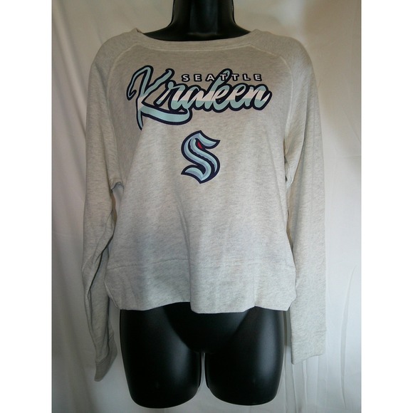 Concepts Sport Seattle Kraken Crop Top Sweatshirt Pullover NHL Hockey Top Medium - Picture 1 of 3